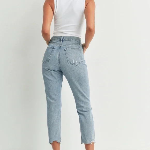 Isa Hip Hugger Crop JBD Women's Light Blue Distressed Jeans - Picture 2 of 2